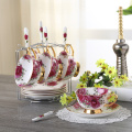 European style bone china cup and saucer, royal tea cup and saucer with flower printing, bone china coffee set.